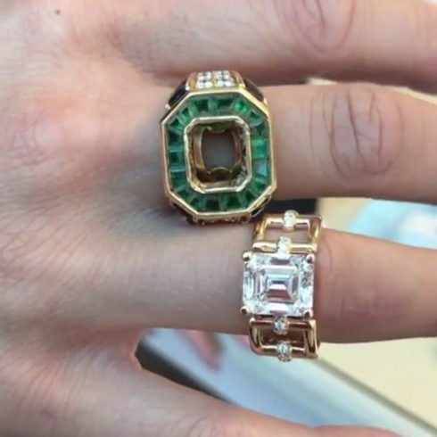 Emerald cut Bracelet ring